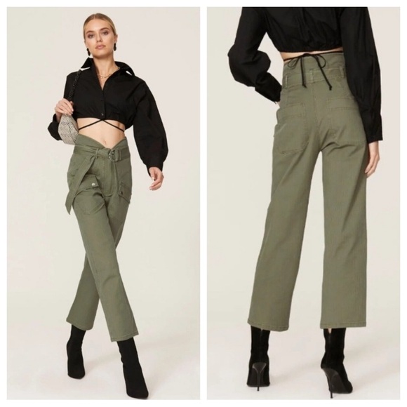 Marissa Webb Pants - Marissa Webb Collective Canvas Cropped Pants Olive Green 35297